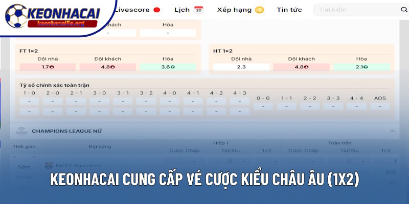 Keonhacai cung cấp vé cược Châu Âu
